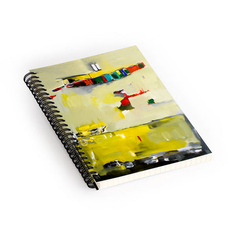 Robin Faye Gates Abstract Yellow Spiral Notebook
