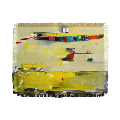 Robin Faye Gates Abstract Yellow Throw Blanket