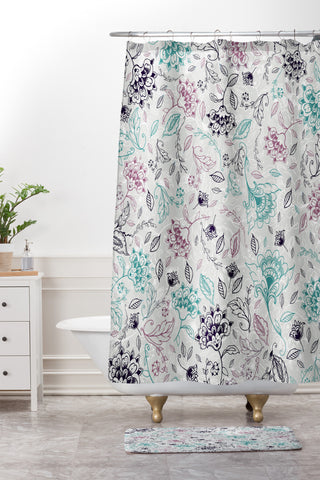 RosebudStudio AveryFloral Shower Curtain And Mat