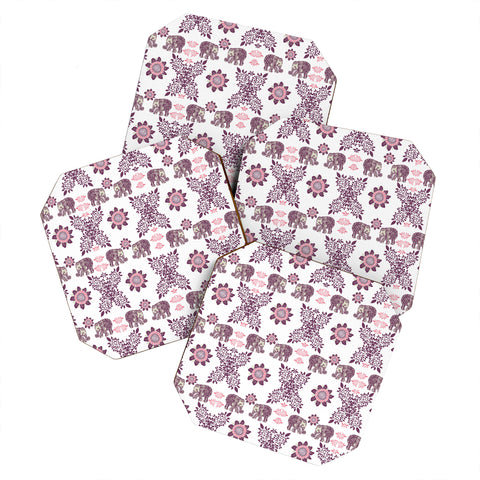 RosebudStudio Boho pink elephant Coaster Set