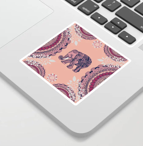 RosebudStudio Boho pink elephant Vinyl Sticker