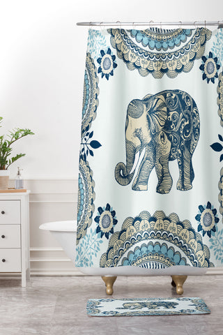 RosebudStudio Elephants Never Forget Shower Curtain And Mat