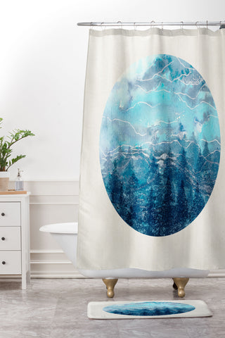 RosebudStudio Faded Mountains Shower Curtain And Mat