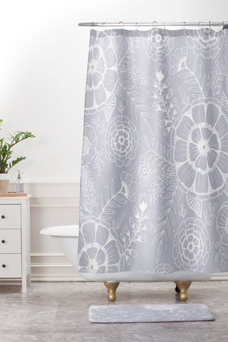 RosebudStudio Light Floral Shower Curtain And Mat