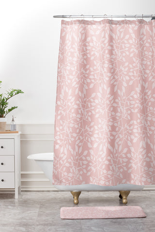 RosebudStudio pink pattern Shower Curtain And Mat