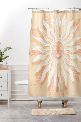 RosebudStudio Sunshine hippie girl Shower Curtain And Mat