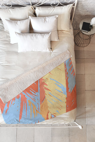 Rosie Brown Art Deco Palms Fleece Throw Blanket