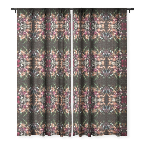 Rosie Brown Blooming Black Sheer Window Curtain