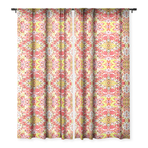 Rosie Brown Blooms Sheer Window Curtain