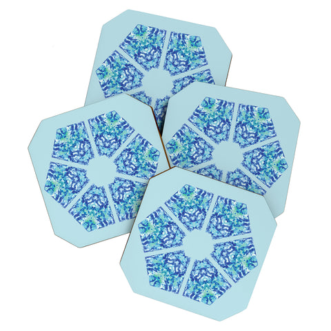 Rosie Brown Blue Hexagone Coaster Set