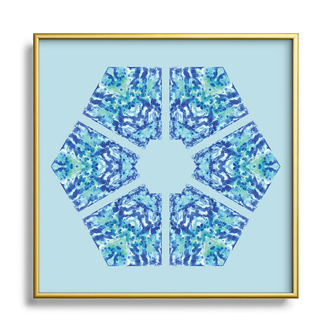 Rosie Brown Blue Hexagone Metal Square Framed Art Print