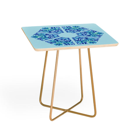 Rosie Brown Blue Hexagone Side Table