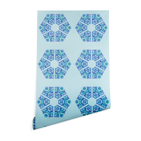 Rosie Brown Blue Hexagone Wallpaper