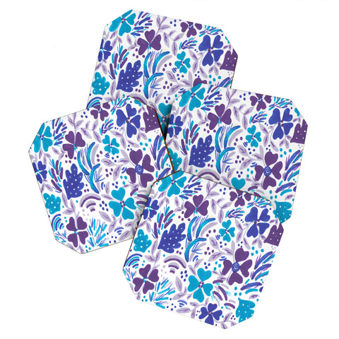 Rosie Brown Blue Spring Floral Coaster Set
