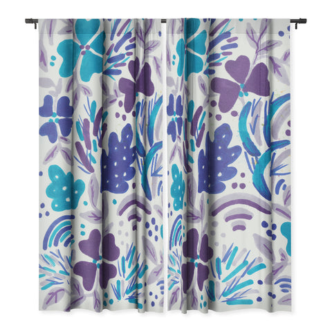 Rosie Brown Blue Spring Floral Blackout Non Repeat