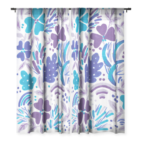 Rosie Brown Blue Spring Floral Sheer Non Repeat