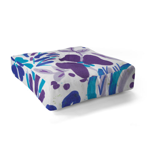 Rosie Brown Blue Spring Floral Floor Pillow Square