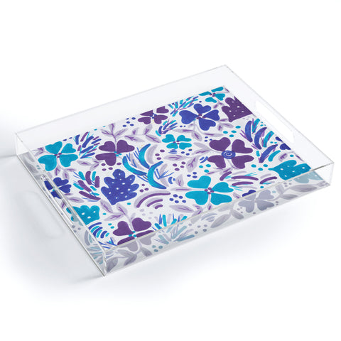 Rosie Brown Blue Spring Floral Acrylic Tray