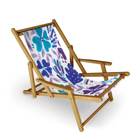 Rosie Brown Blue Spring Floral Sling Chair