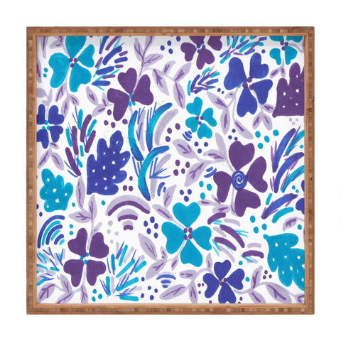 Rosie Brown Blue Spring Floral Square Tray