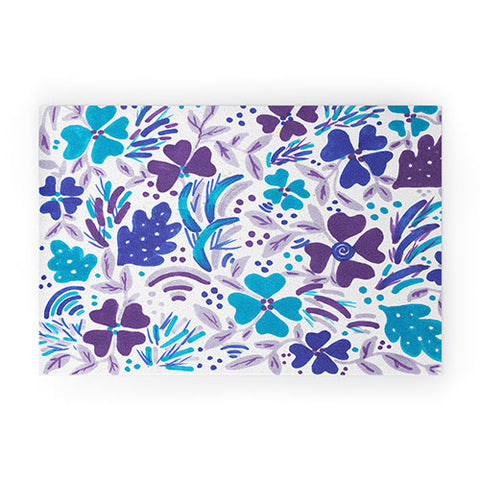 Rosie Brown Blue Spring Floral Welcome Mat