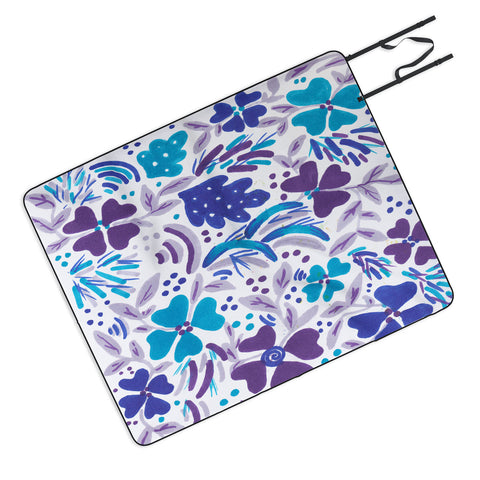 Rosie Brown Blue Spring Floral Picnic Blanket