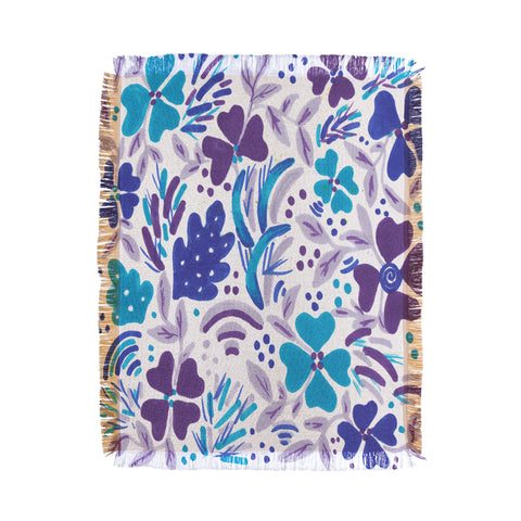 Rosie Brown Blue Spring Floral Throw Blanket