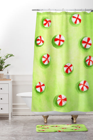 Rosie Brown Christmas Candy Shower Curtain And Mat