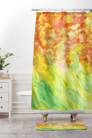 Rosie Brown Fantasy Flowers Shower Curtain And Mat