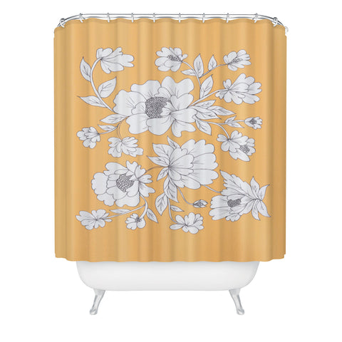Rosie Brown Floral Orange Shower Curtain