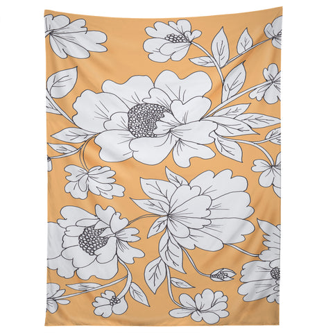 Rosie Brown Floral Orange Tapestry