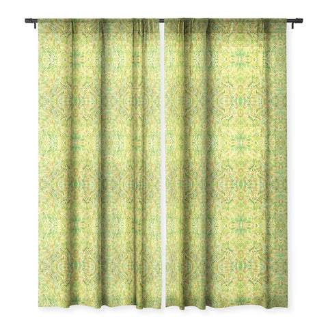 Rosie Brown Fronds Sheer Window Curtain