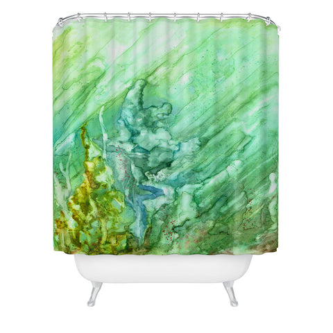 Rosie Brown Green Coral Shower Curtain
