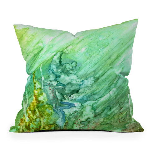 Rosie Brown Green Coral Throw Pillow