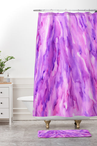 Rosie Brown Magenta Marble Shower Curtain And Mat