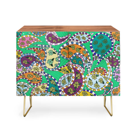 Rosie Brown Painted Paisley Green Credenza