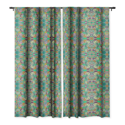 Rosie Brown Painted Paisley Green Blackout Window Curtain