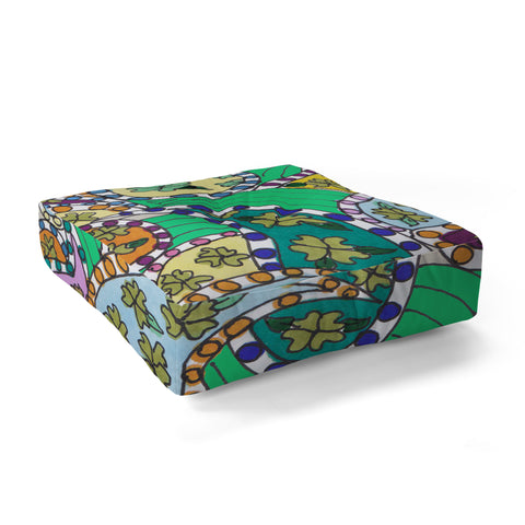 Rosie Brown Painted Paisley Green Floor Pillow Square