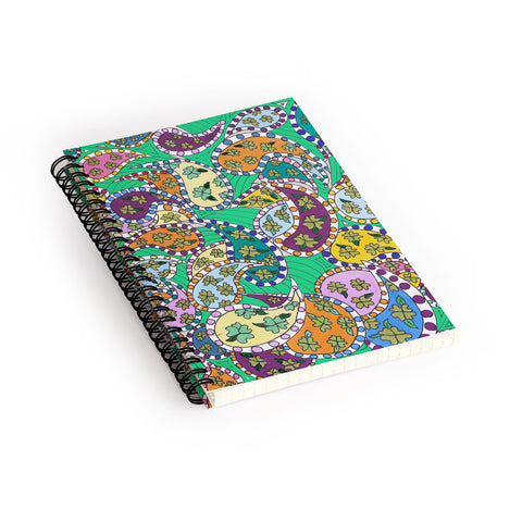 Rosie Brown Painted Paisley Green Spiral Notebook