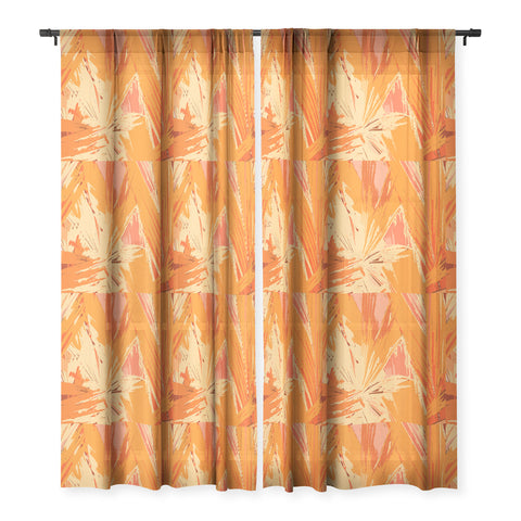 Rosie Brown Palm Explosion Sheer Window Curtain
