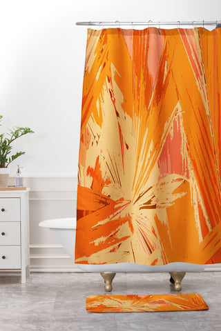 Rosie Brown Palm Explosion Shower Curtain And Mat