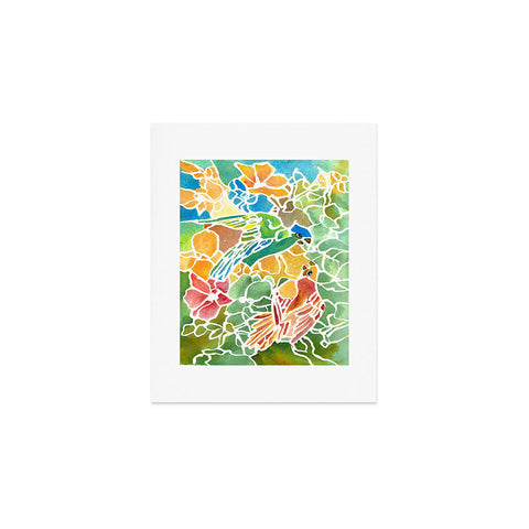 Rosie Brown Parakeets Stain Glass Art Print