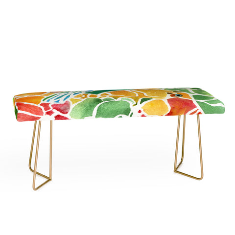Rosie Brown Parakeets Stain Glass Bench