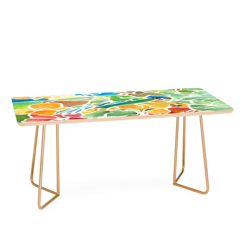 Rosie Brown Parakeets Stain Glass Coffee Table