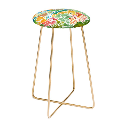 Rosie Brown Parakeets Stain Glass Counter Stool