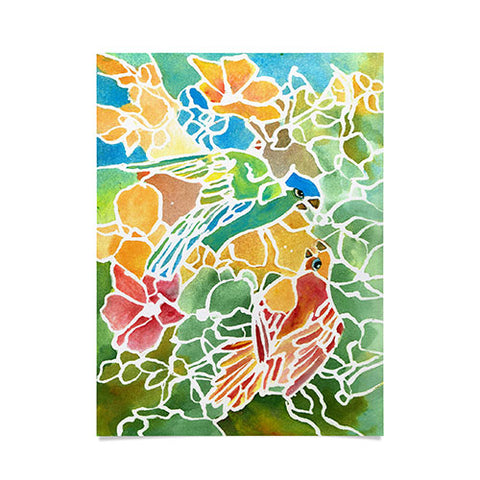 Rosie Brown Parakeets Stain Glass Poster