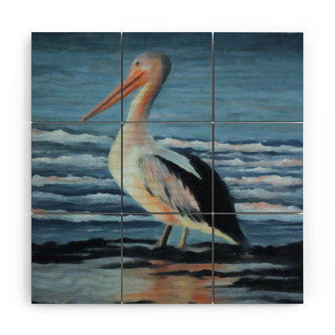 Rosie Brown Pelican Wading 2 Wood Wall Mural