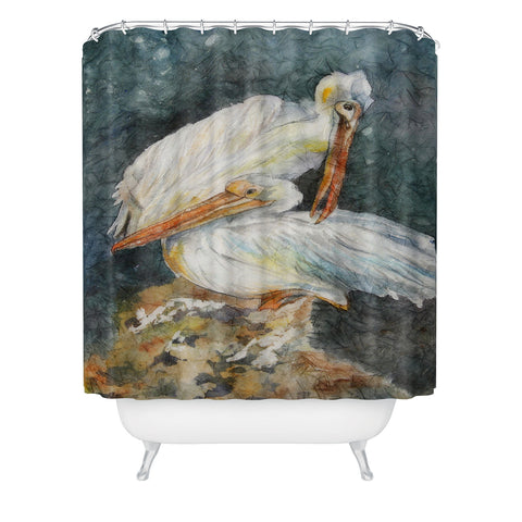 Rosie Brown Pelicans 1 Shower Curtain