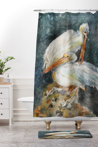 Rosie Brown Pelicans 1 Shower Curtain And Mat