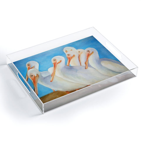 Rosie Brown Pelicans On Parade Acrylic Tray